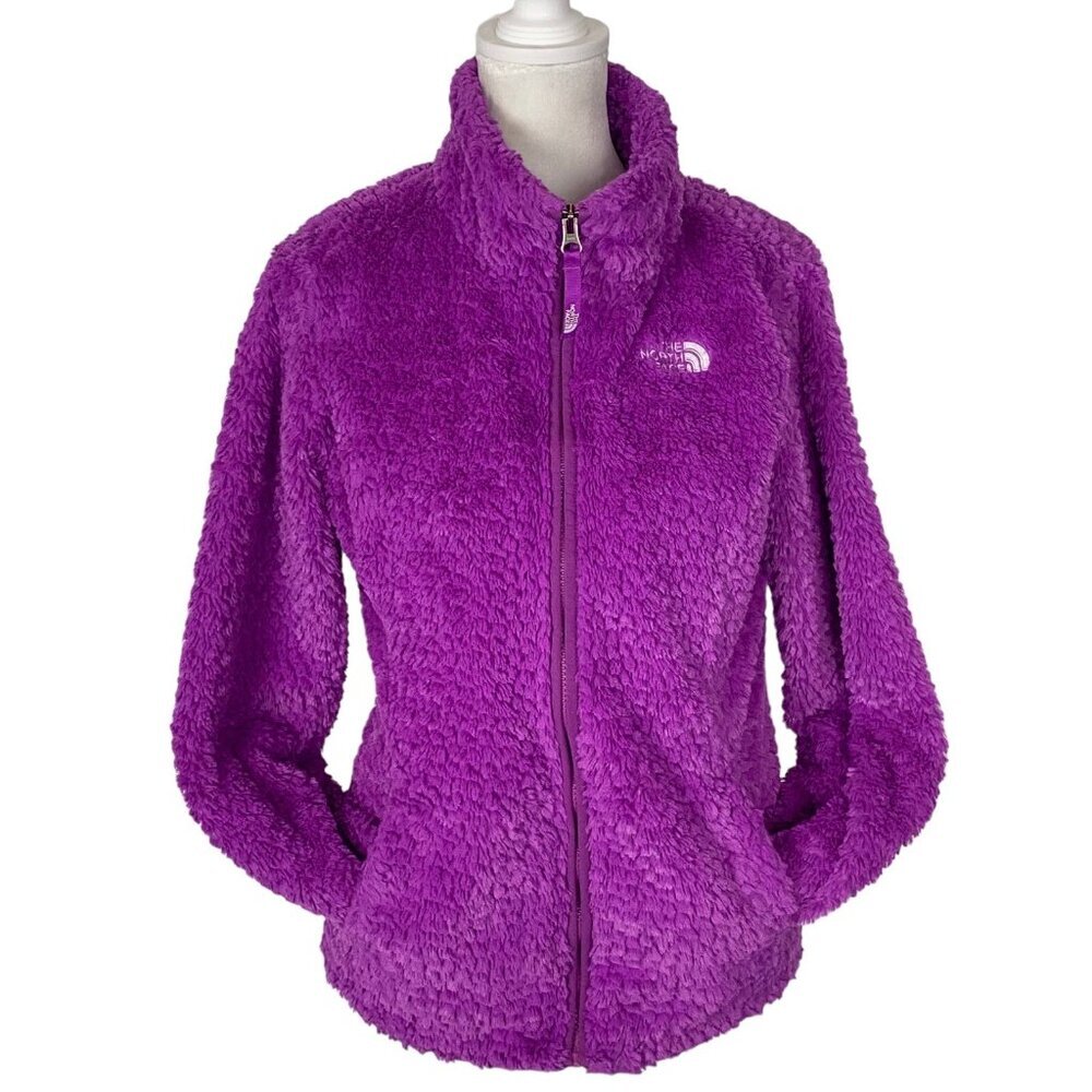 THE NORTH FACE Girls Fuzzy Fleece Jacket Sz L Purple Full Zip Winter hg14
